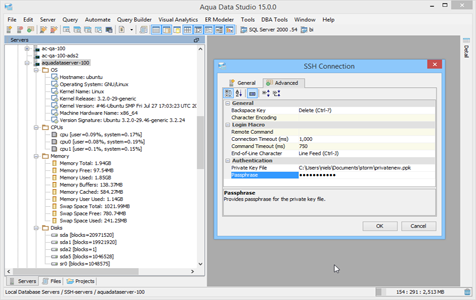 Secure Shell SSH Registration Options in Aqua Data Studio