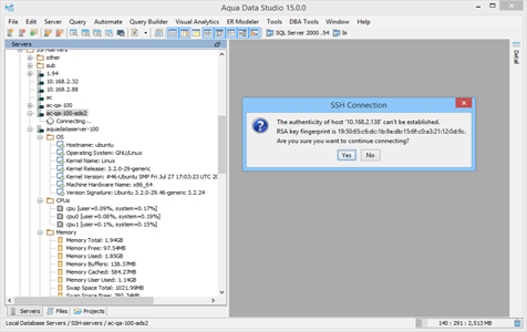 Secure Shell SSH Verify Host Key in Aqua Data Studio