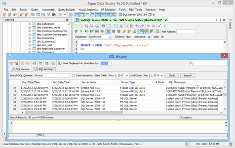 SQL History Archive in Aqua Data Studio