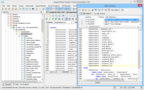 SQL History Preview Pane in Aqua Data Studio