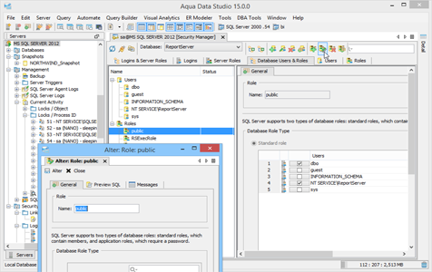 SQL Server DBA Tool Security Database Users And Roles in Data Studio
