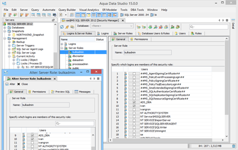 SQL Server DBA Tool Security Logins And Server Roles in Data Studio