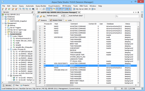 SQL Server DBA Tool Session Manager Session Stats in Aqua Data Studio