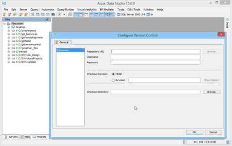 Subversion Checkout Project in Aqua Data Studio