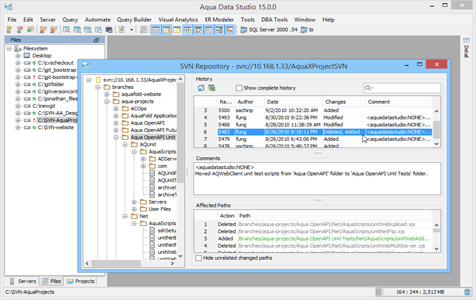 Subversion Repository Browser in Aqua Data Studio