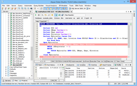 Sybase Ase SQL Debugger Profiles in Aqua Data Studio