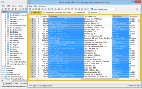 Table Data Editor Ctrl Shift K in Aqua Data Studio