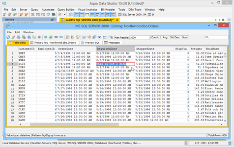Table Data Editor Data Validation in Aqua Data Studio
