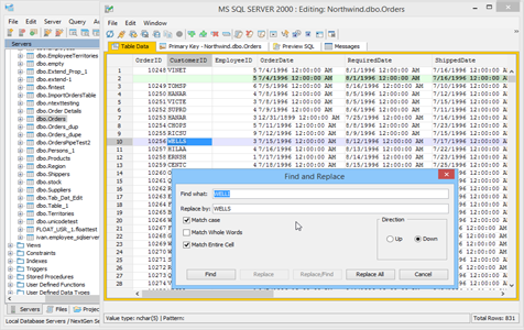 Table Data Editor Find Replace in Aqua Data Studio