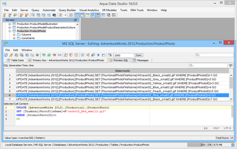 Table Data Editor Preview SQL in Aqua Data Studio