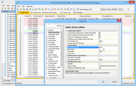 Table Data Editor Transactions in Aqua Data Studio