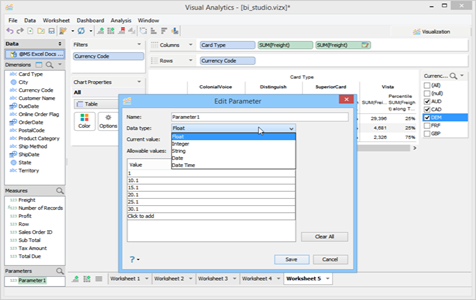 Visual Analytics Parameter-1 in Aqua Data Studio