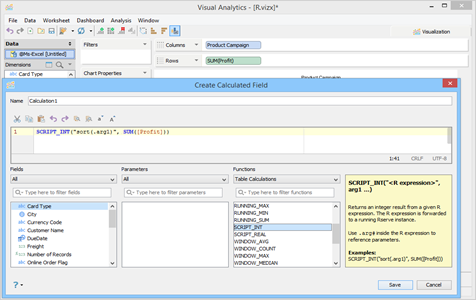 Visual Analytics R Langauge in Aqua Data Studio