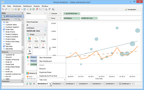 Visual Analytics Worksheets in Aqua Data Studio