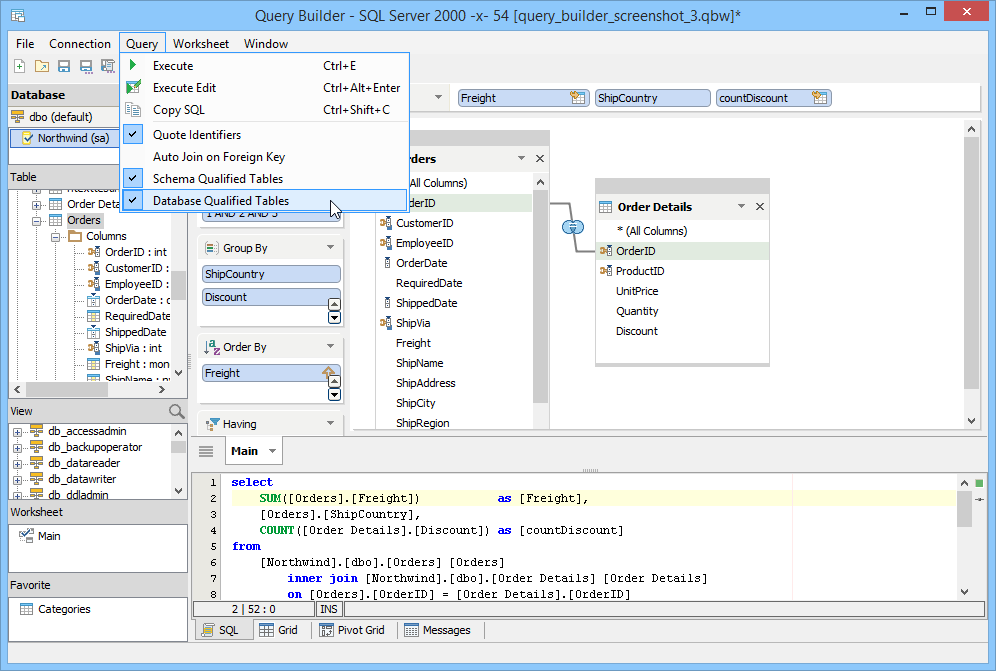 Visual Query Builder | Aqua Data Studio