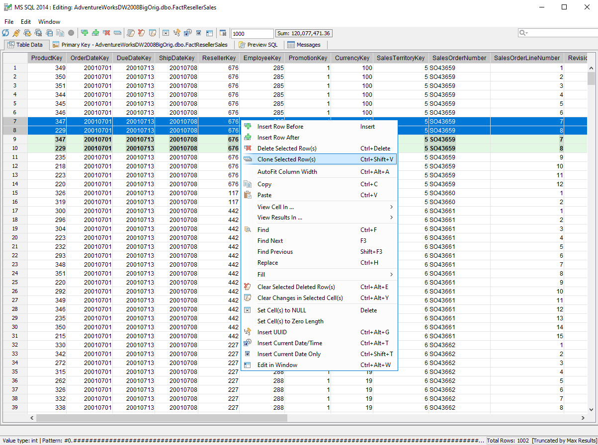 Aqua Data Studio - edit data in Excel style grid